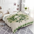 thumbnail image 5 of St. Patrick''s Day Flannel Fleece Blanket 40"x50" Soft Cozy Throw Blankets Lucky Leaf Wreath Lightweight Sofa Couch Throws for Kids/Boys/Girls All Seasons Camping Travel Blossom Flower on Green Check, 5 of 6