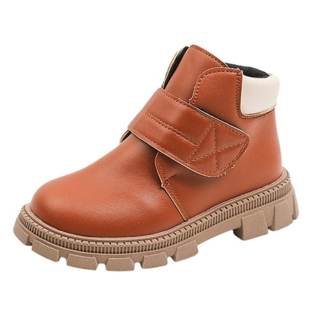 

nsendm Female Shoes Little Kid Leather Boots for Toddlers Heel Booties Fashion Warm Breathable Cute Bare Boots Toddler Girl Size 6 Shoes Brown 11