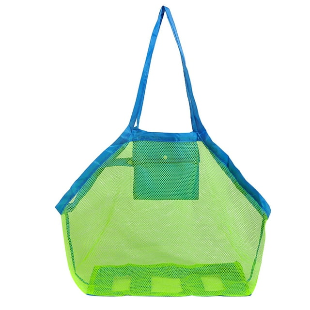 BRIGHTFUFU Bolsa de asas de malla de playa Juguetes de arena Bolsa de concha para playa Piscina Barco Familia Juego de niños - Tamaño L