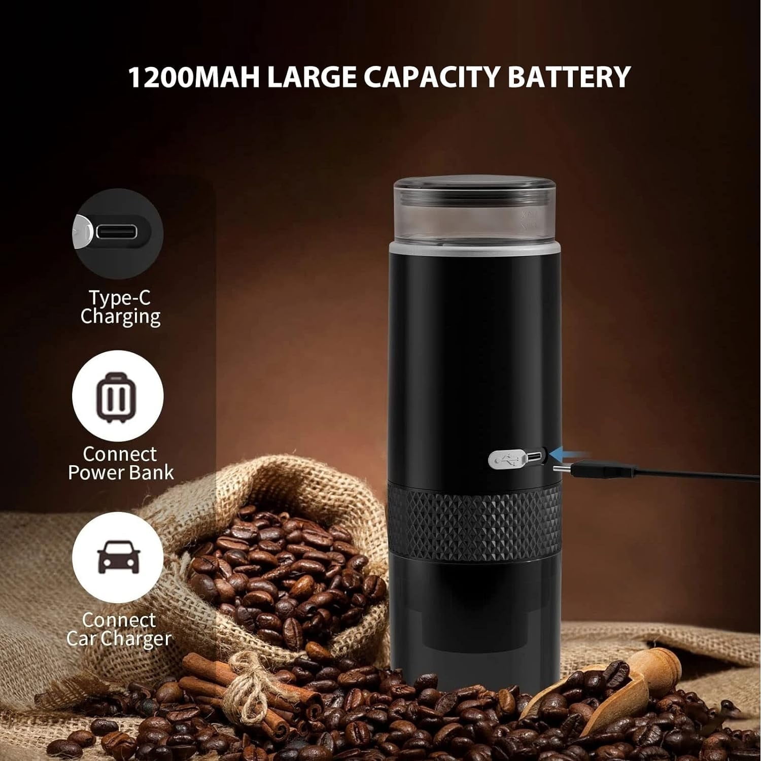 Portable Coffee Machine Compatible for K Cup Capsules & Ground Coffee Handheld Coffee Maker Manually Operated for Camping Hiking, Driving, Home and Office