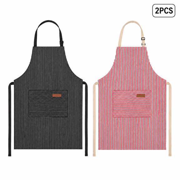 Kitchen Aprons, 2 Pack Apron for Cooking with 2 Pockets, Unisex Adjustable Neck Strap Chef Aprons for Men Women