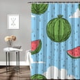 thumbnail image 2 of Awypu Hand Drawn Cartoon Watermelon Shower Curtain - Durable and Washable - Waterproof - Multiple Sizes White, 2 of 7