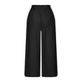 thumbnail image 5 of qolati Wide Leg Dress Pants for Women Casual Elastic High Waist Cropped Suit Pants Summer Loose Pleated Work Business Palazzo Trousers with Pockets, 5 of 7