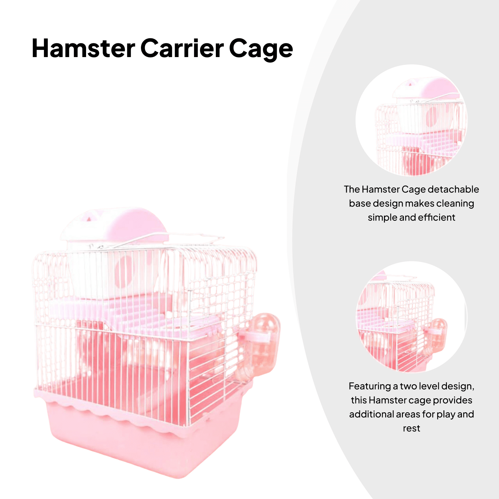 oshhni Small Animal Carrier Cage Hamster Cage for Dwarf Hamster Guinea Pig Hedgehog pink
