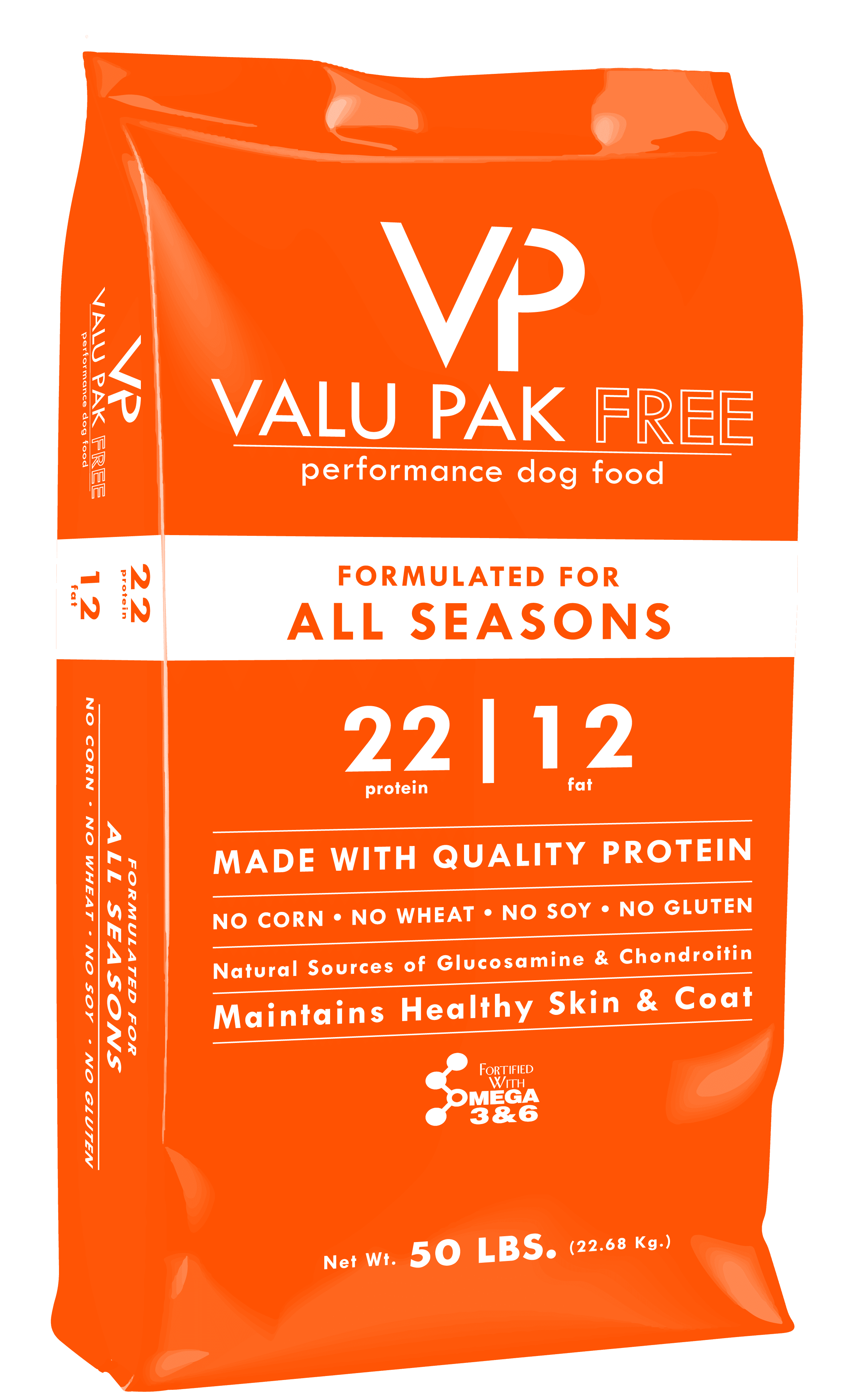 Valu-Pak Free 22-12 All Seasons Dog Food, Gluten Free, Wheat Free, Corn Free, Soy Free, Skin & Coat Health, 50 lbs