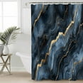 thumbnail image 4 of Navy Blue and Gold Marble Shower Curtain Set ，Waterproof Fabric Shower Curtains Modern Abstract Blue Gradient Shower Curtains for Bathroom,Bathroom Decor 36"x72", 4 of 6