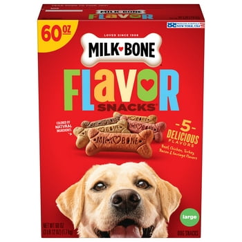 Milk- Flavor Snacks Large Dog Biscuits, Flavored Crunchy Dog Treats, 60 oz.