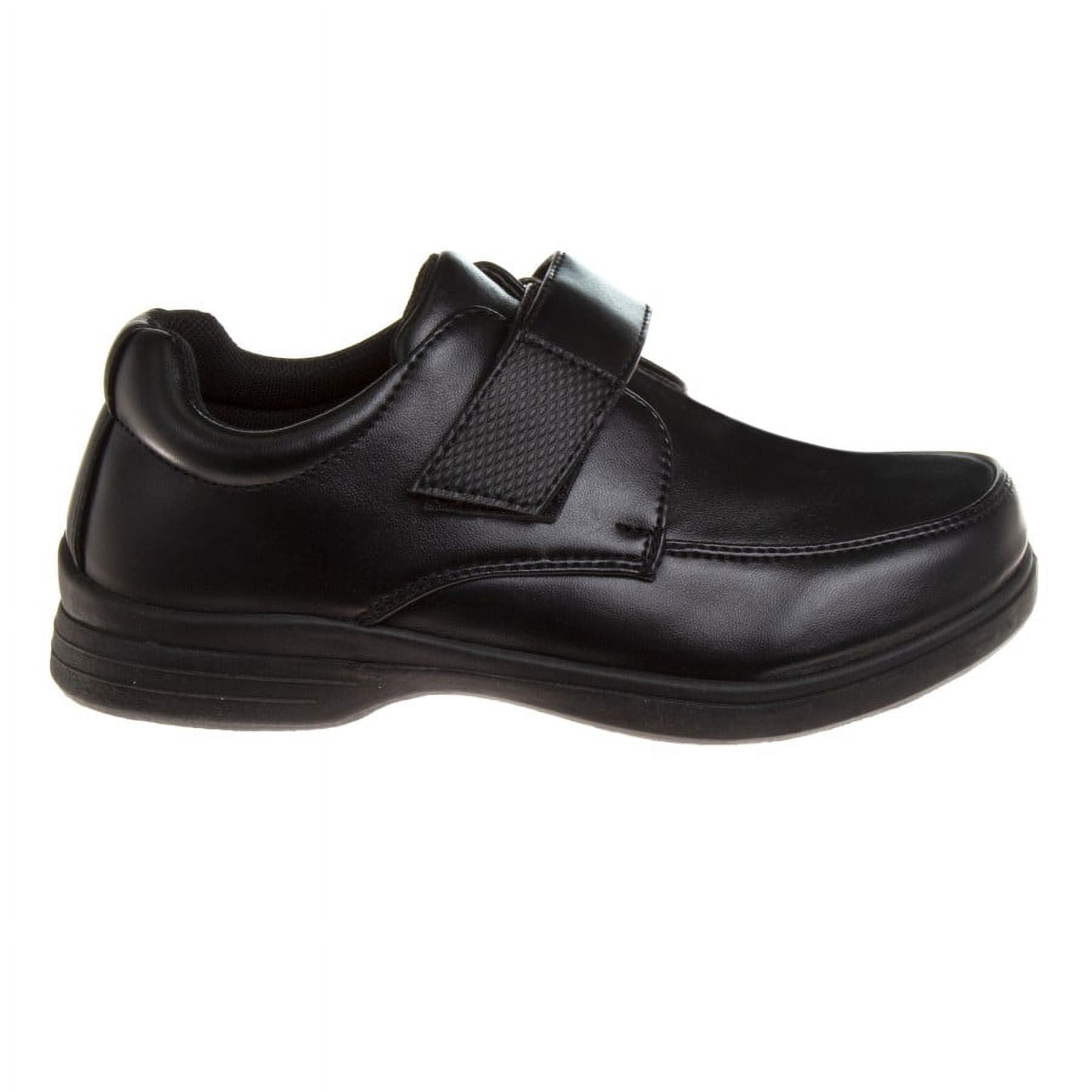 French Toast Hook & Loop Faux Leather School Shoes (Toddler Sizes) - black, Size: 5