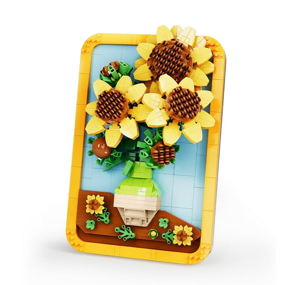 3D Model Famous Painting Sunflower 871pcs Micro Building Block Set DIY Assembly Brick Sets Best Gift For Home Decoration
