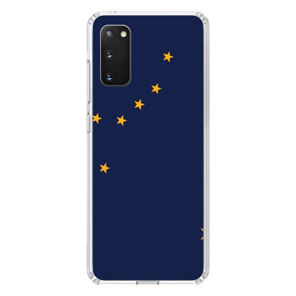 DistinctInk Clear Shockproof Hybrid Case for Galaxy S20 ULTRA / 5G (6.9" Screen) - TPU Bumper, Acrylic Back, Tempered Glass Screen Protector - Alaska State Flag - US State Flag