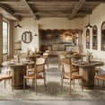thumbnail image 5 of Fnova 39.37" Round Dining Table for 4 Person, Farmhouse Kitchen Table with Fence Pedestal Base for Kitchen, Dining Room, Living Room, Rustic Brown (Chairs Not Included), 5 of 9