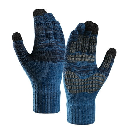 

YUEHAO Gloves Mittens Screen Soft For Men Anti Slip Winter Thermal Women Gloves Knit Lining Upgraded Gloves Elastic Gloves Blue