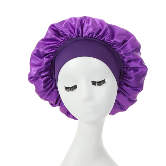 Loliuicca Soft Silk Satin Night Sleep Cap Hair Bonnet Hat Head Cover Wide Band Elastic New
