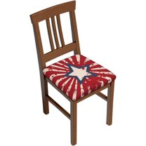 Set of 4 Removable Chair Seat Covers for Dining Room, American Flag Star Stretchable Office Kitchen Chair Slipcovers Cushion Protector Patriotic Furniture Decor, 16.9x16.9 Inches