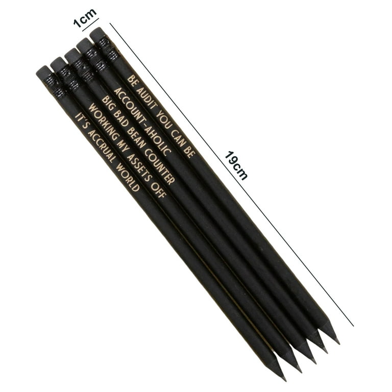 Temacd 5pcs Funny Pencils Set for Architect Black Stationery with Cheeky Slogan Adult Pun HB Pencils for Students Employees