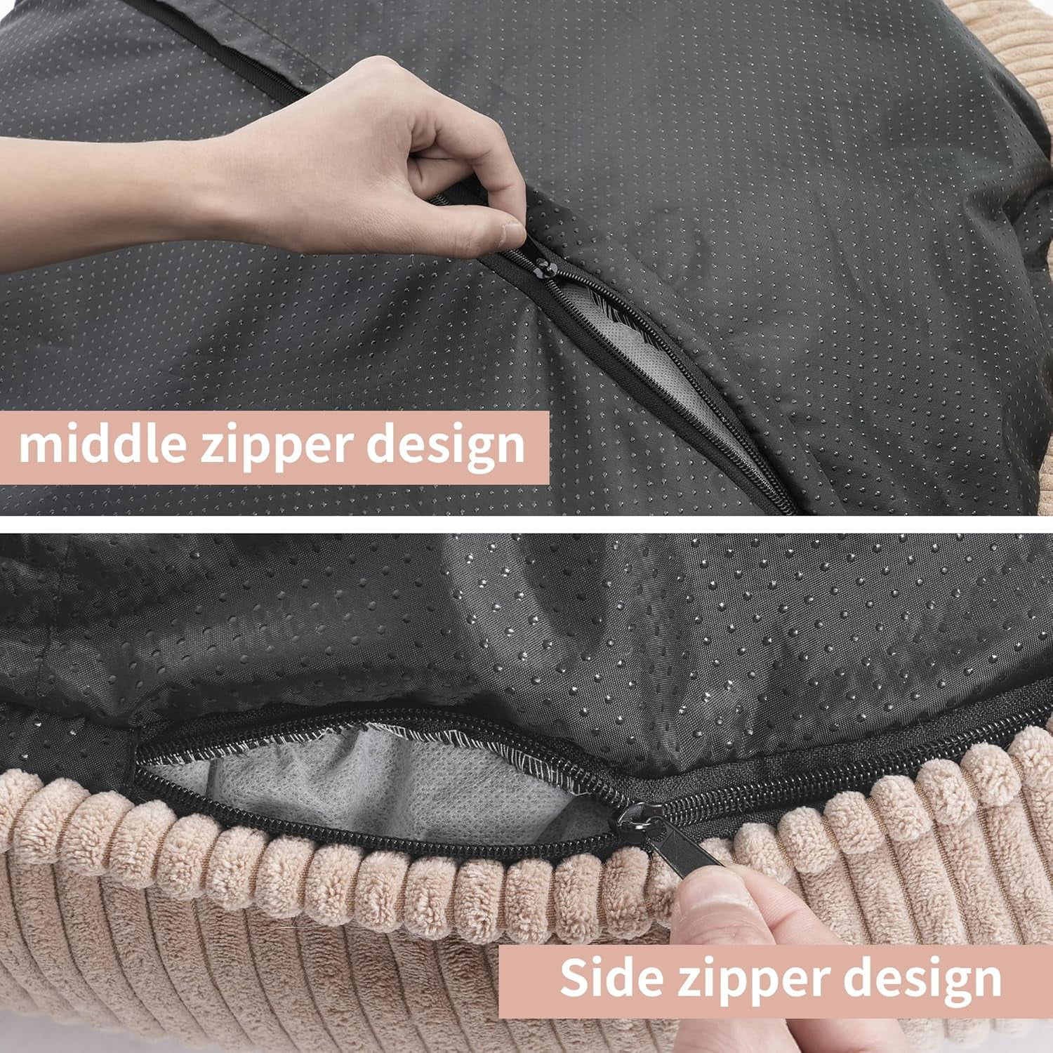 Donut Dog Bed,30 Inches Calming Round Dog Beds for Medium Dogs,Washable Anti Anxiety Cuddler Dog Bed with Removable Cover(Brown,Medium)