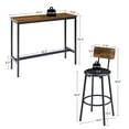 thumbnail image 3 of 3-Piece Dining Set for 2,Bar Table Set with 2 Bar stools PU Soft seat with backrest, (Grey or Rustic Brown or Black PU Bar Chairs), 43.31'' L x 15.75'' W x 35.43'' H, 3 of 15