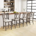 thumbnail image 2 of Gymax 4PCS Bar Stools 24''Counter Height Stools w/ Linen Fabric Upholstered Seat Gray, 2 of 9