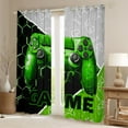 thumbnail image 3 of Feelyou 3D Green Gamepad Black Out Curtains for Kids, Neon Glowing Honeycomb Curtains Pack of 2 (42x63 Each), Video Gaming Controller Bedroom Curtains, Curtains and Drapes Home Decor, 3 of 7