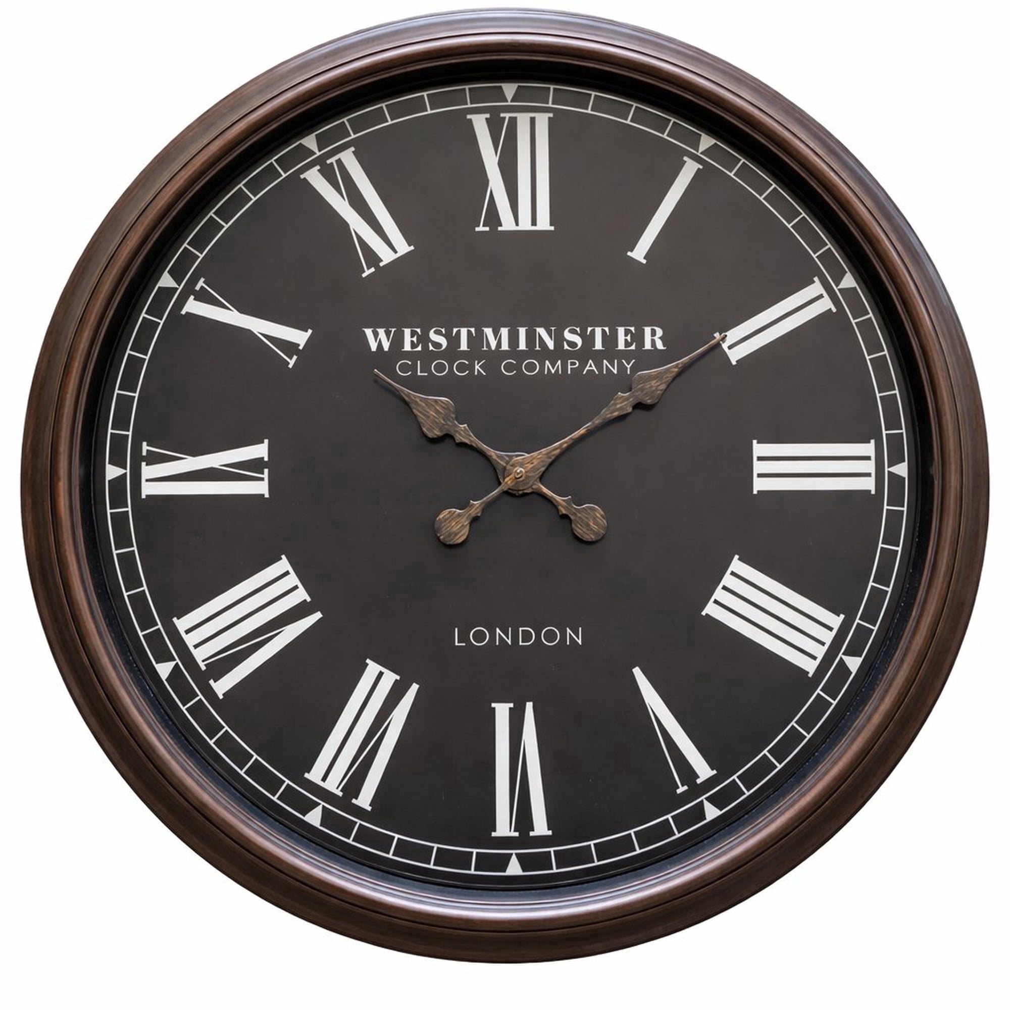 Westminster Clocks 30 Inch Oversized Mahogany Wall Clock, Traditional, Arabic Numerals