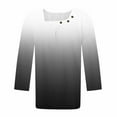 thumbnail image 4 of hxobax Womens Tops Trendy Ombre Tunic Tops Cute Square Neck Button Shirts 3/4 Sleeve Pleated Blouses, 4 of 5