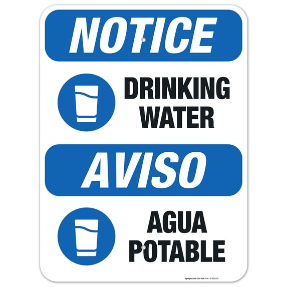 Drinking Water Bilingual Sign, OSHA Notice Sign,