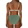 thumbnail image 4 of Baqcunre High-Cut & High-Waisted Bikini Sets for Women: Seductive Two-Piece Swimwear, 1 Pc Swimsuit Army Green L, 4 of 6