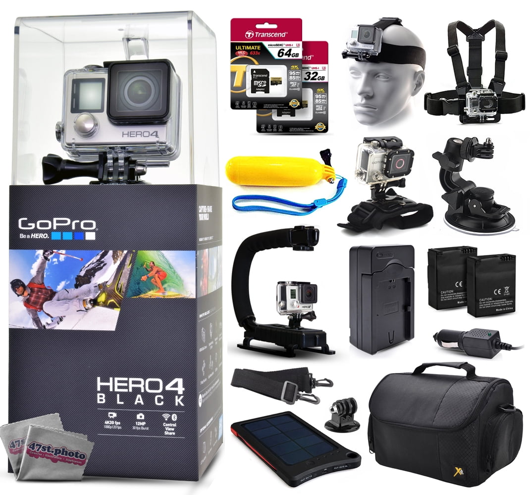 Buy GoPro Hero 4 HERO4 Black CHDHX-401 with 96GB Ultra Memory + Solar Charger + Headstrap + Chest Harness + Floaty Bobber +... by GoPro