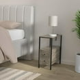 thumbnail image 2 of Table with Charging Station, Narrow Side Table with 2 Wooden Drawers, USB Ports and Power Outlets, Nightstand Sofa Table for Small Spaces, Living Room, Bedroom,Grey, 2 of 16