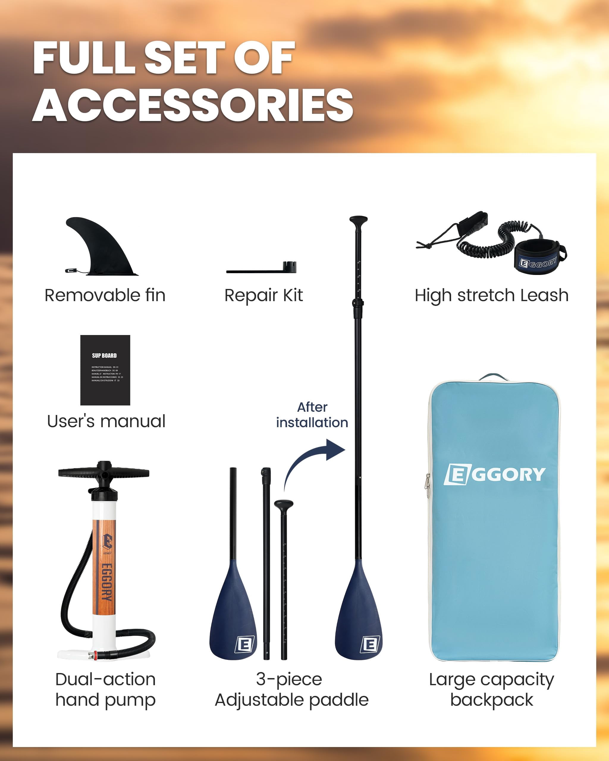 EGGORY Inflatable Paddle Boards 11ft Stand up Paddle Boards with Premium SUP Paddle Board Accessories for Youth & Adults