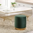 thumbnail image 3 of DAGONHIL Modern Round Velvet Ottoman,Upholstered Make-up Short Foot Stools with Gold Plating Base,Pack of 1,Green, 3 of 6