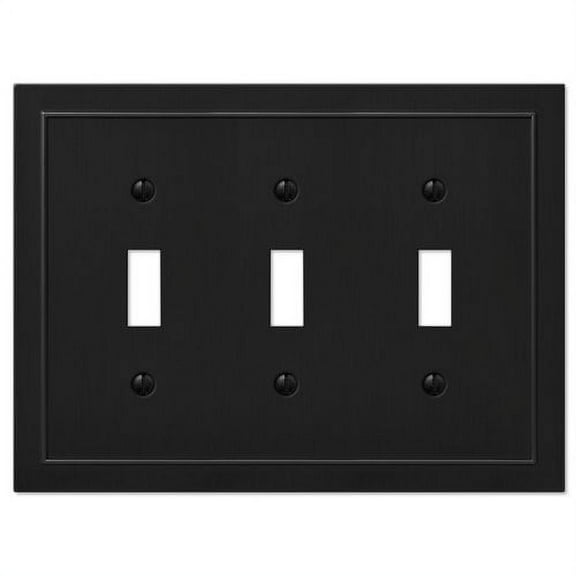 Amerelle 57TTTBK Bethany Wallplate, 3 Toggle, Cast Metal, Black 1-Pack