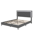 thumbnail image 6 of Queen Bed Frame,Upholstered Velvet Fabric Wooden Platform Queen Size Bed Frame with LED Lights & Tufted Headboard for Bedroom,Wood Slat Support,No Box Spring Needed,Easy Assembly,83.7"x64"x44.5",Gray, 6 of 8