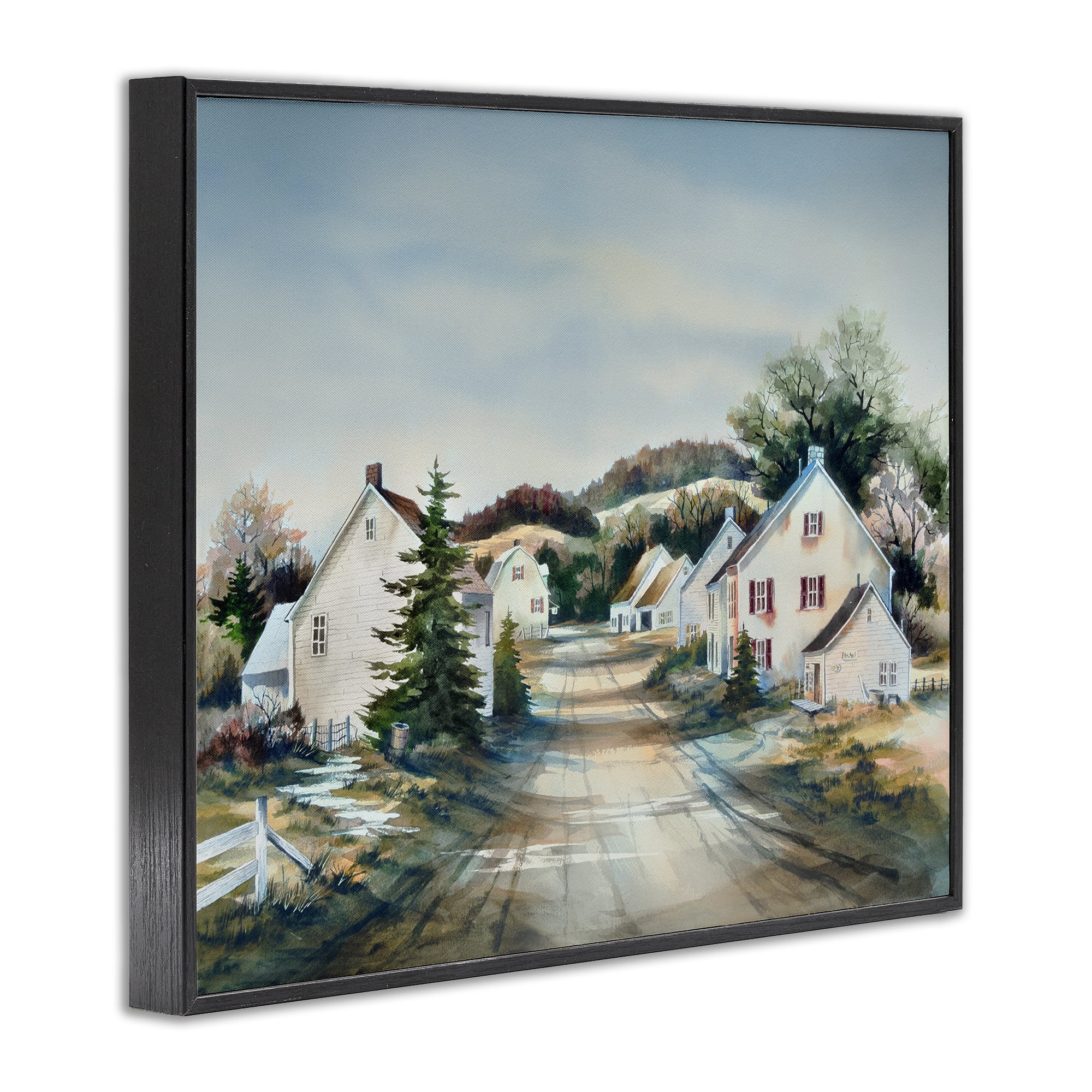 Stupell Industries Tranquil Village Road & Houses Black Framed Giclee Art, design by Owen Wexler