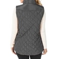 thumbnail image 3 of A2Y Women's Diamond Quilted Padding Zip Front Side Pockets Vest Ash Grey M, 3 of 3