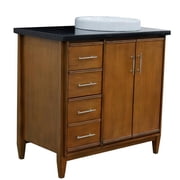 MCM 37 Single Solid Wood Vanity with Right Round Sink in Walnut/Black