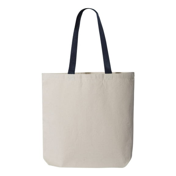 Q-Tees 11L Canvas Tote with Contrast-Color Handles Q4400 Natural/ Navy One Size