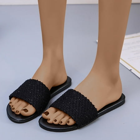 

mtvxesu Slides for Women Woman s One-line Sandals Flat Slippers Color Everything Matching Sandals Slide Sandals Women Outdoor Slides for Women Sale