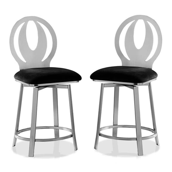 Bowery Hill Contemporary Metal 24" Barstool in Black (Set of 2)