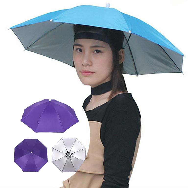 Visland Umbrella Hat,Fishing Umbrella Hat Hands Free Foldable UV Protection Umbrella Cap Adjustable Headwear for Fishing, Travel, Hiking, Camping