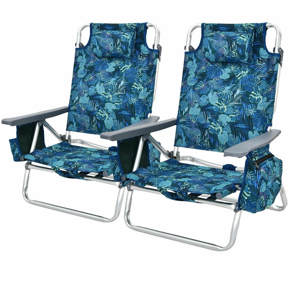 Aimee Lii 4-Pack 5-Position Outdoor Folding Backpack Beach Reclining Chair with Pillow, Outdoor Patio Furniture, Navy Aimee Lii 4-Pack 5-Position Outdoor Folding Backpack Beach Reclining Chair with Pillow, Outdoor Patio Furniture, Navy