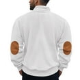 thumbnail image 6 of UVEASISHA Corduroy Sweatshirts for Men 1/4 Zip Up Pullover Tops Color Block Vintage Stand Collar Sweatshirt Elbow Patched Long Sleeve Workout Shirts White XL, 6 of 10