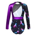 thumbnail image 2 of iEFiEL Girls Leopard Prints Ballet Dance Leotard Gymnastics Yoga Training Bodysuit Purple-A 8, 2 of 5