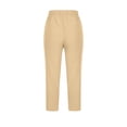 thumbnail image 6 of Capri Pants for Women Cotton Linen Summer Casual Elastic Waist Drawstring Straight Leg Cropped Trouser with Pockets, 6 of 6