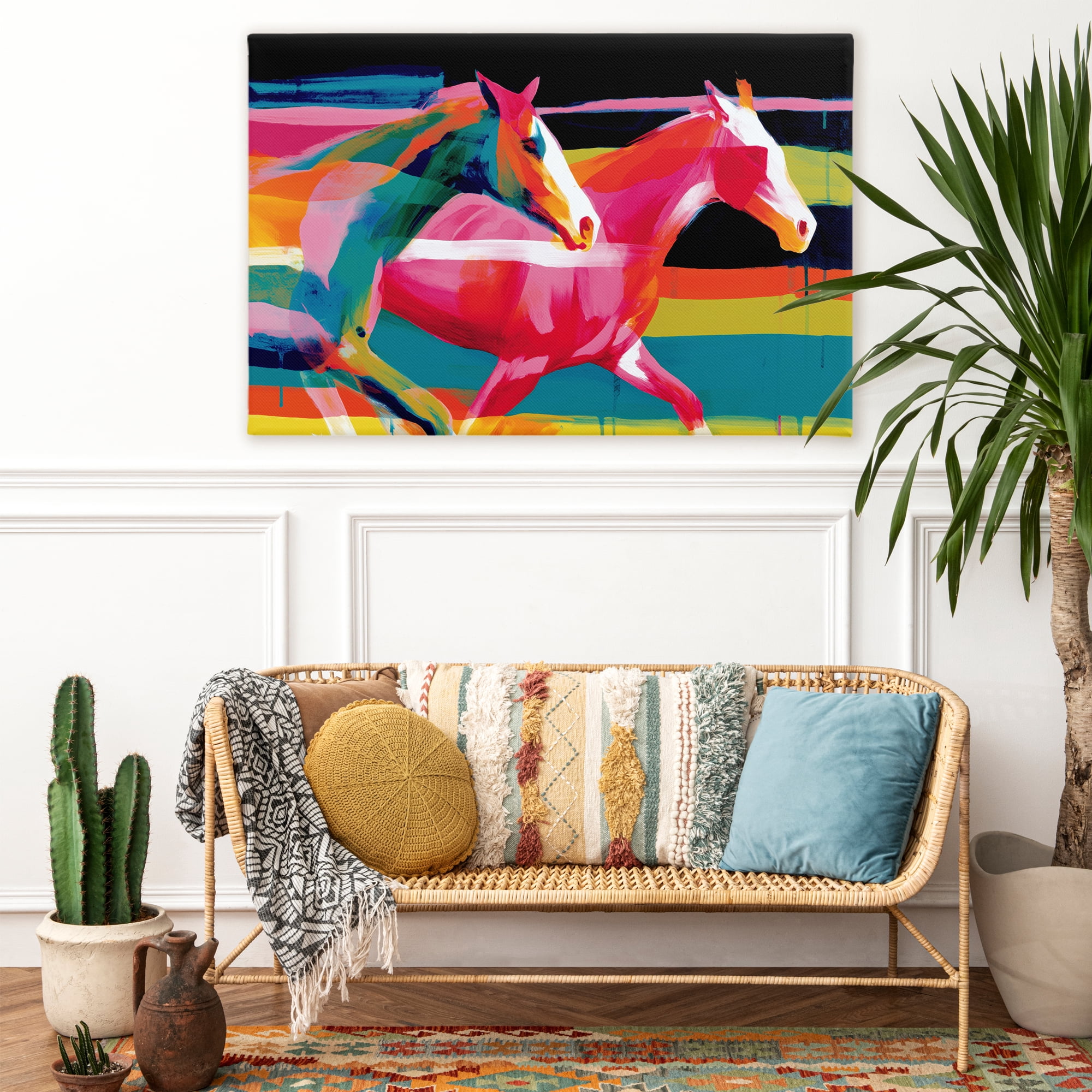 Stupell Industries Wild Horses Running Through Stripes Canvas Wall Art, design by Chromatic Storm Studio