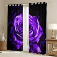 thumbnail image 2 of Erosebridal Purlple Rose Curtains for Bedroom Living Room 2 Panels,(38Wx45L) Rose Floral Flower 30%-50% Blackout Curtains Garden Flower Darkening Drapes Romantic Valentine's Day, 2 of 5