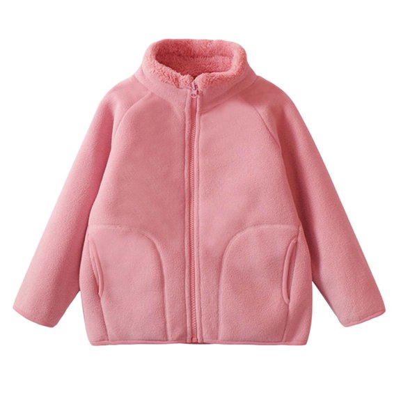 Cethrio Girls Fleece Jackets Size 10-12, Outdoor Long Sleeve Zip up Stand up Collar Winter Outerwear Watermelon Red