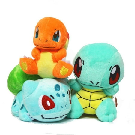 - PokeGift Mega Bulbasaur Charmander Squirtle Plush Toys Stuffed Doll Set w/Badges