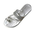thumbnail image 2 of Sandals For Women 2025 Dressy Flat Heel Open Toe Slip-on Rhinestone Thong Slippers Slides Women's Trendy Casual Outdoor Shoes for Beach Fashion 7, 2 of 4
