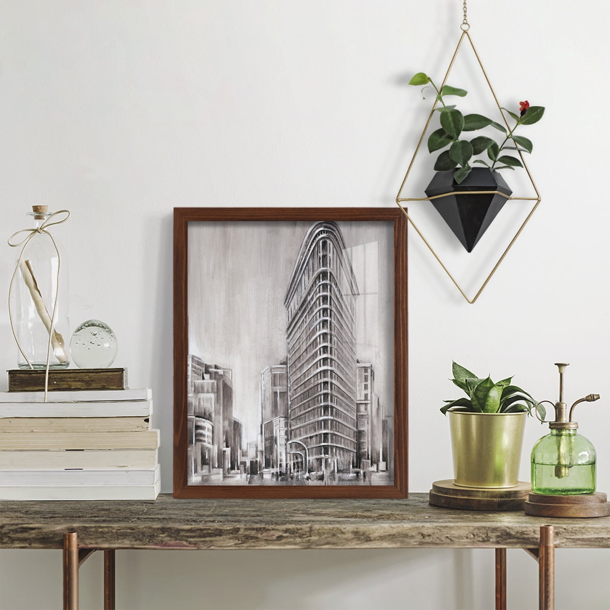 Art Deco Cityscape II -Framed Print w/glass-Chestnut
